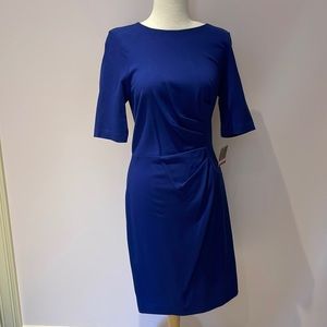 Short sleeve figure flattering blue dress